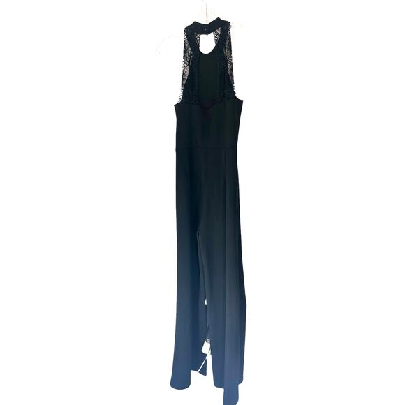 Lulus Black Halter‎ Lace Date Night Night Out Dressy Straight Leg Jumpsuit Large - Picture 6 of 10
